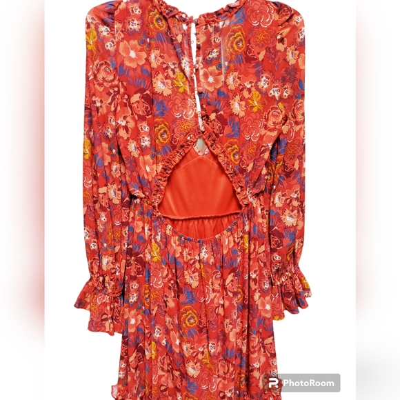AURA Red Floral Print Maxi Dress - S - Picture 5 of 9
